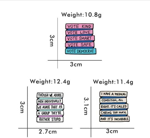 Colour Funny Title I Have a Medical Condition All Right. It's Called Caring Too Much! And It's Incurable Enamel Pin Mental Health Letters Slogan T...