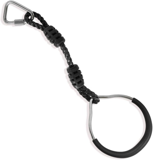 Single Black Gymnastic Swing Ninja Climbing Ring Kids Outdoor Playground Playset Accessories, Funny Monkey Gym Bar Obstacle Ring with Carabiners f...