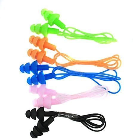 CTK Silicone Gel Soft Flanged Aqua Block Earplug Corded String Ear Plugs for Swimming,Pack of 5...
