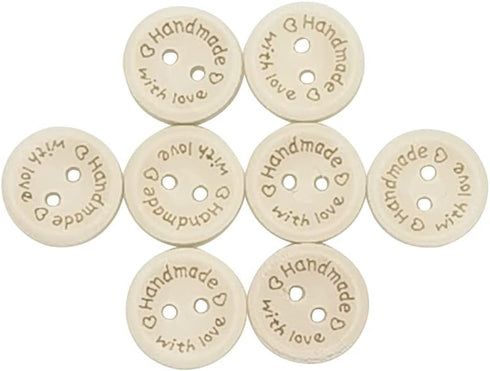 Chenkou Craft 100pcs 1" 25mm Handmade with Love Wood Buttons Craft Sewing Button (1"(25mm))...