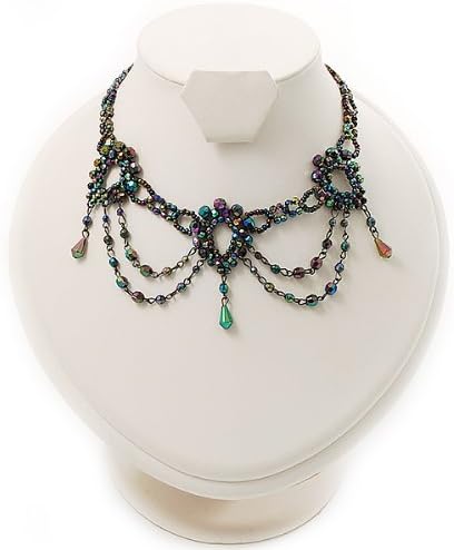 Peacock Victorian Beaded Choker...