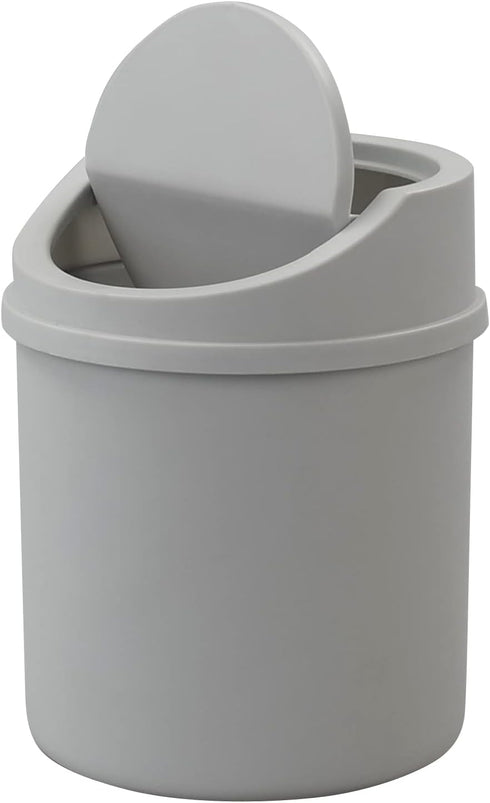 0.5 Gallon Plastic Mini Trash Can, Tiny Garbage Can with Swing Lid, Gray...