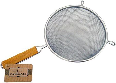 Culina 8" Double Mesh Strainer, Stainless Steel, Wooden Handle...
