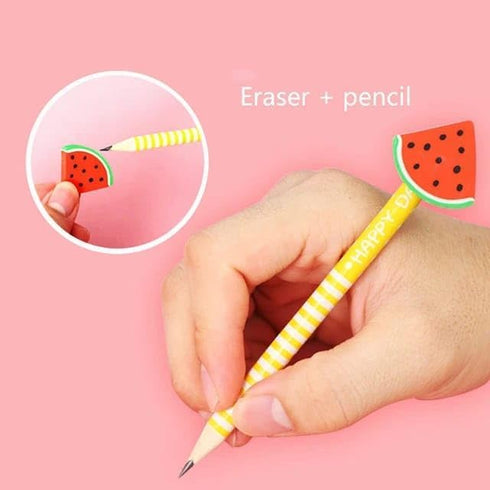 24 Pack Kids Wooden Pencils, Colorful Stripe Pencil with Cute Animals Eraser for Children, and School Supplies Pencils for Kids...