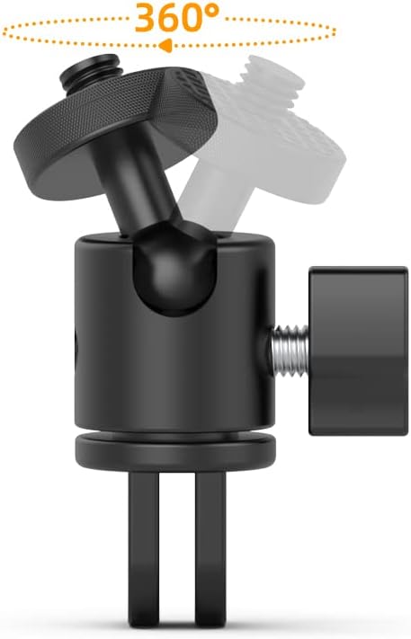 Aluminum 360 Degree Rotation Camera Mount, 1/4 Screw Adjustable Adapter Mount, Compatible with GoPro Hero 12/11/10/9/8/7, DJI, Sony, Xiaomi yi and...
