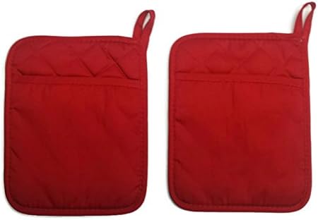 Home Collection Set of 2 Red And 2 Black Neoprene Pot Holders...