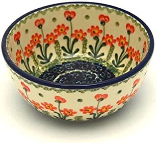 Polish Pottery Bowl - Ice Cream/Dessert - Peach Spring Daisy...