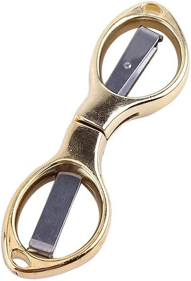 Portable Scissor Keychain Small Mini Folding Scissors Stainless Steel Cutter with Keyring Hole Glassess Shaped Scissors for Travel/School/Office/C...