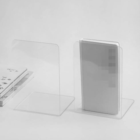 1 Piece Bookend Book End Acrylic Bookend Heavy Duty Book End Book Holder Stopper L Shaped Book Stopper Desktop Organizer for Books Movies CDs(Tran...