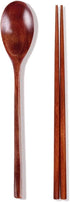 Ecloud Shop Wooden Chopsticks Spoon Set Korean Dinnerware Reusable Long Handle Spoons Chopsticks for Home Kitchen Restaurant (4 Sets)...