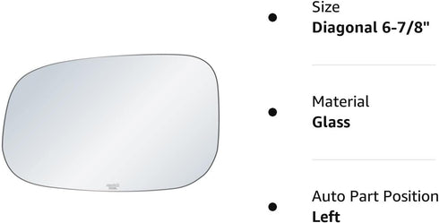 exactafit 8225L Driver Side Mirror Glass Replacement Repair Compatible With 2007-2014 Volvo C30, C70, S40, S60, S80, V50, V70...