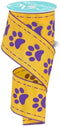 Paw Print Wired Edge Ribbon, 2.5" x 10 Yards (Yellow, Purple)...