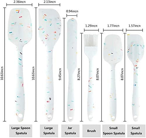 Heat Resistant Silicone Spatulas Set 6pcs, Seamless Design Non-Stick Mixing Spatulas with Stainless Steel Core, Premium BPA-Free Rubber Spatula Ba...