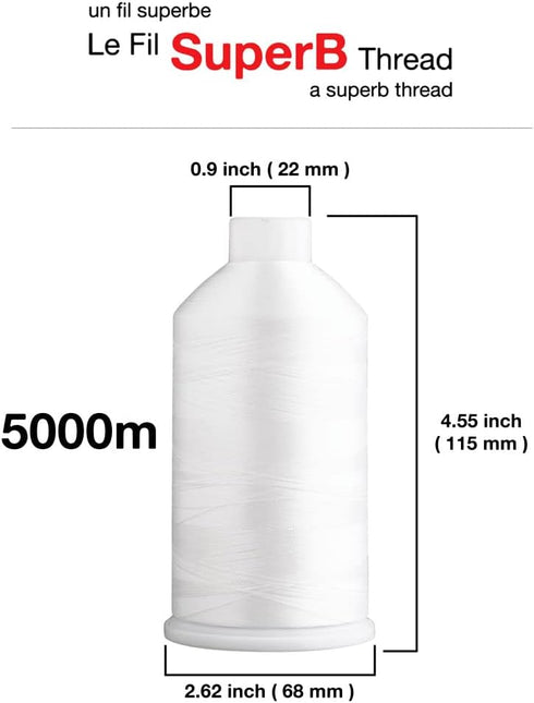 Super B Polyester Embroidery Thread, 40wt Large Spool 5000m, Embroidery Thread for Commercial & Domestic Machine, 175 Popular Colors Machine Embro...