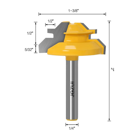 45 Degree Lock Miter Router Bit 1/4 Inch Shank.Woodworking Tools Joint Router Bits?Wood Milling Cutter Glue Joint Tools Set (1/4inch Shank, 1-3/8"...