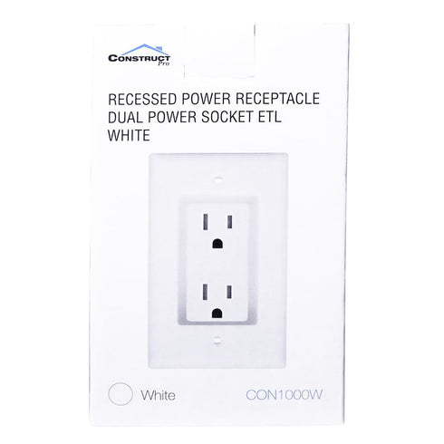 Construct Pro Single Gang Recessed Dual Power Outlet (White)...
