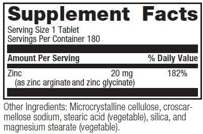 Bariatric Advantage Non Chewable Zinc Chelate, Highly Absorbable 20 mg Zinc Arginine and Zinc Glycine Tablets for Bariatric Surgery Patients - 180...
