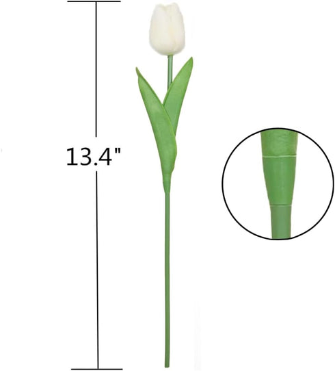 PU Fake Tulips Real Touch Artificial Flowers 10Pcs Flower Arrangement Bouquet for Home Office Wedding Decoration (White)...