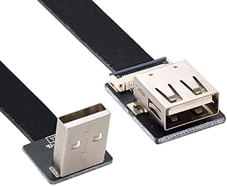 NFHK Up Angled USB 2.0 Type-A Male to Female Extension Data Flat Slim FPC Cable for FPV & Disk & Scanner & Printer 50CM...