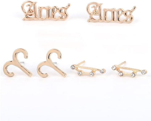 3 Pairs 12 Constellation Zodiac Sign Stud Earrings Star Astrology Horoscope Wish Card for Women Birthday Anniversary Friendship Jewelry...