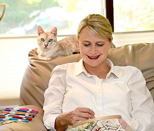 Full Range of Embroidery Starter Kit with Pattern DIY Beginner Starter Stitch Kit Including Stamped Cloth with Pattern, Bamboo Embroidery Hoop, Co...