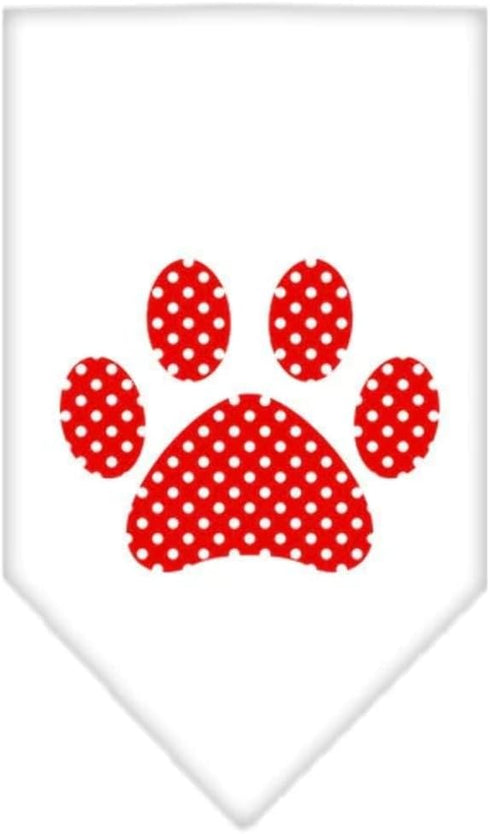 Pet and Dog Bandana Screen Printed, Red Swiss Dot Paw Yellow Small...