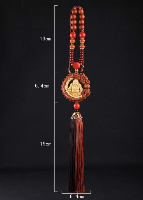 Car Hanging Decor Dangling Ornaments Auto Vehicle Rearview Mirror Pendant Crystal Lotus Amulet Pray for Luck Safety (Laughing Buddha)...