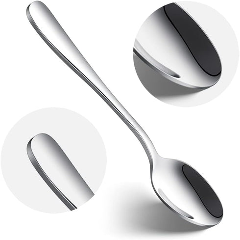 IQCWOOD Coffee Spoons, Mini Espresso Spoons, 6 Pieces Stainless Steel Spoons Silverware Set, Dinner Spoons for Home, Kitchen or Restaurant, Dishwa...