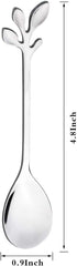 Stainless Steel Leaf Coffee Spoon, SZBAIDEKJ 10 Pcs Creative Tableware Dessert Spoons, Stirring, Mixing, Sugar, Stir, Ice Cream Teaspoon Set (Silv...