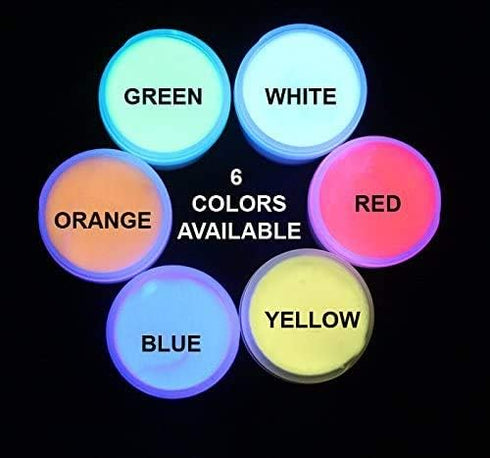 SIX Color UV Reactive Fluorescent Invisible Neutral Acrylic Paint Set- 1/2oz pots...