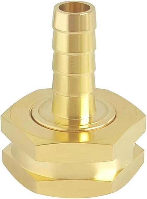Hooshing 3/8" Barb x 3/4" GHT Female Garden Hose Swivel Adapter Heavy Duty Brass Hose Connectors with Stainless Clamps for Watering System Outdoor...