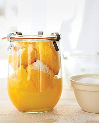 Weck Tulip Jar - Sour Dough Starter Jars for Sourdough - 1 x WECK 745 Large Clear Jar with Wide Mouth - 1 Liter Includes Glass Lid, rubber seal an...