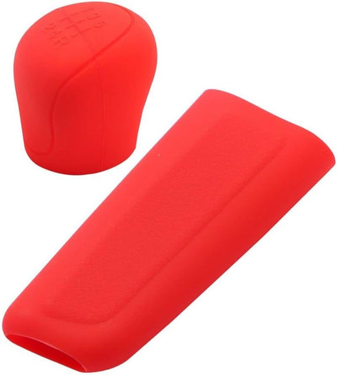 Gear Shift Knob Cover Universal Handbrake Grip Cover Set Gear Hand Knob Sleeves 1PC(Red)...