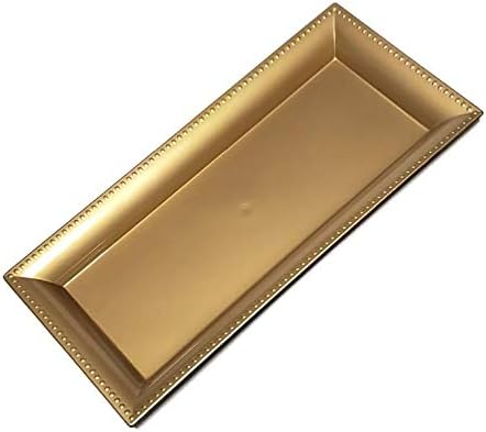 Decorative Gold Rectangular Plastic Charger Tray for Dining Table Christmas Holiday Party Decor (Set of 2) 6.5 in x 14 in Each....