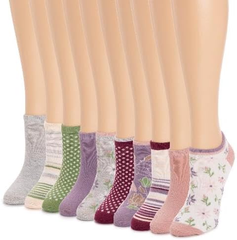 MUK LUKS Women's 10 Pack Low Cut Socks, Floral, OS...