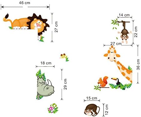 MLM Lovely Giraffe Monkey Rhinoceros Lion Zoo Zoological Ggarden Art Wall Stickers Decal for Nursery Home Decor Children Courtyard Baby Room...