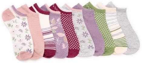 MUK LUKS Women's 10 Pack Low Cut Socks, Floral, OS...