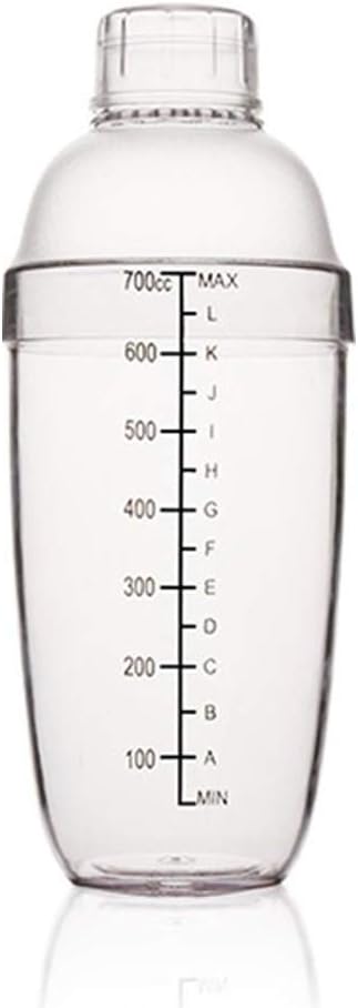 FEOOWV Plastic Cocktail Shaker, Hand Drink Mixer Boba Tea Shaker Cup with Scales,Bar Tool Transparent (24 oz / 700cc)...