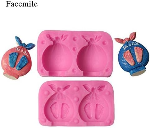 Baby Shower Silicone Candle Mold,3D Baby Foot Silicone Soap Mold Fondant Cake Decorating Candy Chocolate Mould (Boy&Girl)...