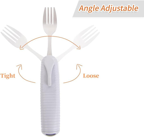 Adaptive Utensils Set, Angle Adjustable Arthritis Aid Silverware for Parkinsons, Hand Tremors, with Non-Slip Easy Grip Handle (4 Count (2 Spoon + ...