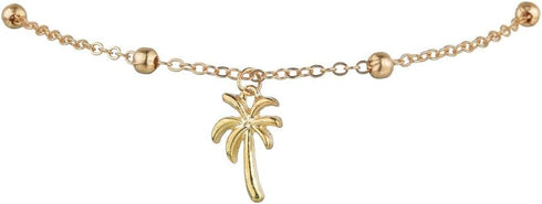 Boho Shell Anklet Bracelet Chain Gold Coconut Tree Ankle Conch Anklets Adjustable Handmade Beaded Chain Foot Jewelry Accessories for Women and Gir...