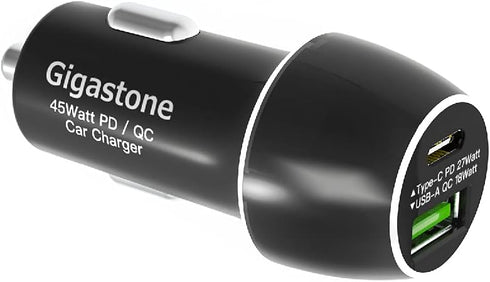 Gigastone USB C Car Charger 45W/6A Fast Car Charger Adapter, PD3.0 & QC3.0, Dual Port, Super Mini, Compatible with iPhone 15, 14,13,12,11,X,SE,8, ...