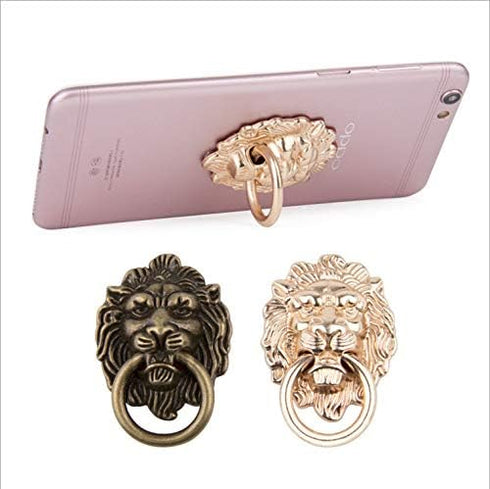 3Pcs Phone Holder Metal Lion Mobile Phone Ring Stand Universal Desktop Bracket Plating Retro Style Lion Head Finger Holder Buckle...