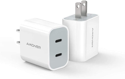 USB C Charger, Amoner 2Pack Type C Fast Charger, Dual Port 25W PD Fast USB C iPhone Wall Charger Compatible with iPhone 16/16 Pro/15/14/13/12/11/S...