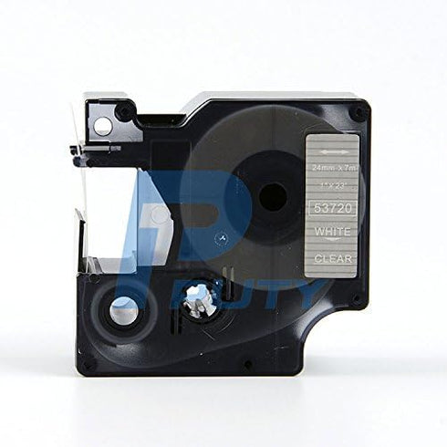 White on Clear Tape Label Compatible for DYMO 53720 D1 24mm 7M 1" X 23'...