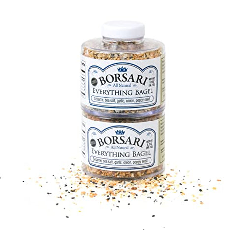 Borsari Seasoned Salt 2-Shaker Gift Set - Everything Bagel Seasoning Blend - Gluten Free Gourmet Seasonings For Steak, Fish, Poultry, & More - (3....