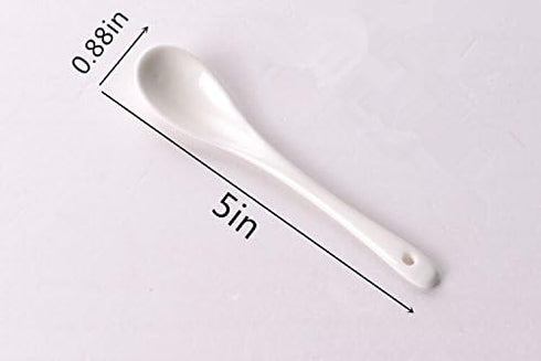 White Porcelain Spoons Coffee, Tea, Yogurt and Ice-cream, Cutlery Fitting Ceramic Spoons 5 Inch Set of 10...