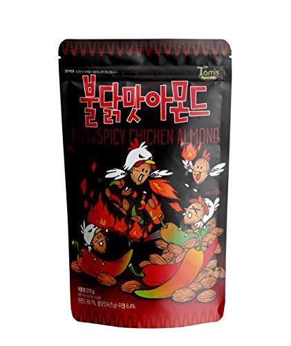 Gilim Tom's Farm Korean Seasoned Almonds Buldak(Hot&Spicy Chicken) Flavor (210g) x 1 Pack...