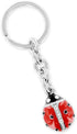 Adorable 3D sparkling ladybug key chain. Surrounded in clear & black crystals. Made of Chrome coated metal for long lasting shine....