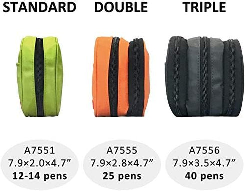LIHIT LAB Large Capacity Triple Zipper Pencil Case For School Office College, Big Capacity 8 Compartments Pencil Bag Holder Adults Teen Boys Girls...